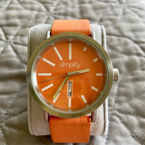 Simplify Watch With Orange Leather Band - Picture 2 of 9
